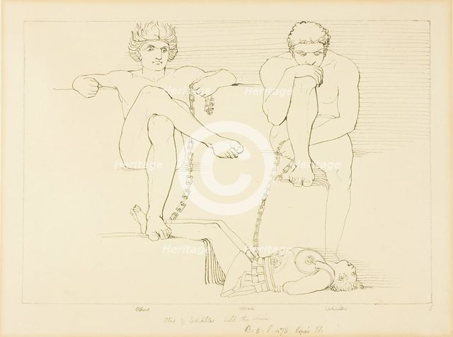 Othus and Ephialtes Holding Orestes Captive, n.d. Creator: John Flaxman.