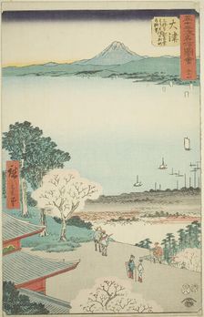 Otsu: Distant View of Otsu and the Lake from the Kannon Hall of Mii Temple (Otsu, Miidera ..., 1855. Creator: Ando Hiroshige