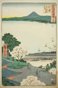 Otsu: Distant View of Otsu and the Lake from the Kannon Hall of Mii Temple (Otsu, Miidera ..., 1855. Creator: Ando Hiroshige