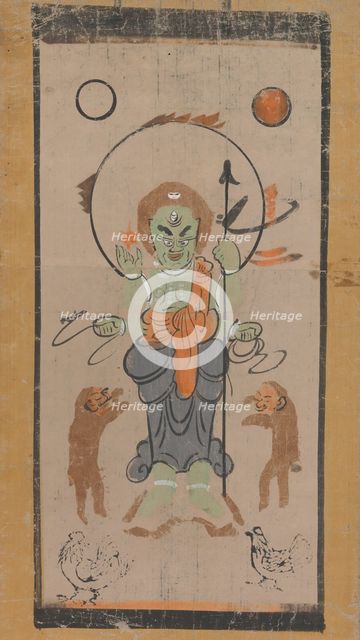Otsu-e of Shomen Kongoyasha (Vajrayaksha), 17th century. Creator: Unknown.