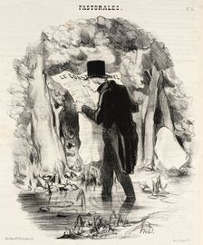Où peut conduire la lecture du Constitutionnel!, 1845. Creator: Honore Daumier