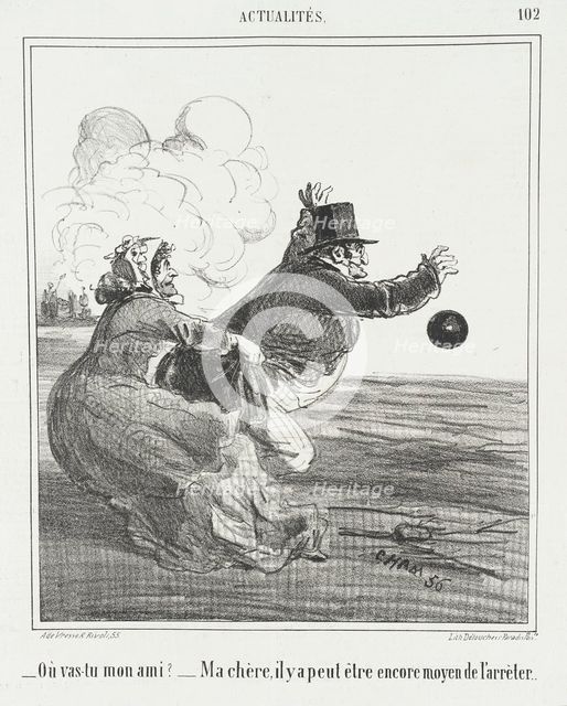 Où vas-tu mon ami? -Ma chère, il y a peut être encore moyen de l'arrêter, 1866. Creator: Cham.