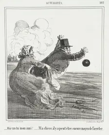Où vas-tu mon ami? -Ma chère, il y a peut être encore moyen de l'arrêter, 1866. Creator: Cham