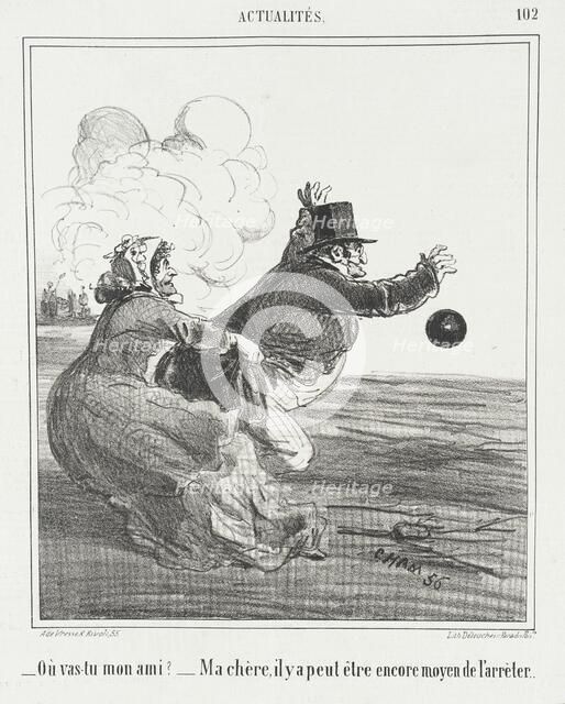 Où vas-tu mon ami? -Ma chère, il y a peut être encore moyen de l'arrêter, 1866. Creator: Cham.