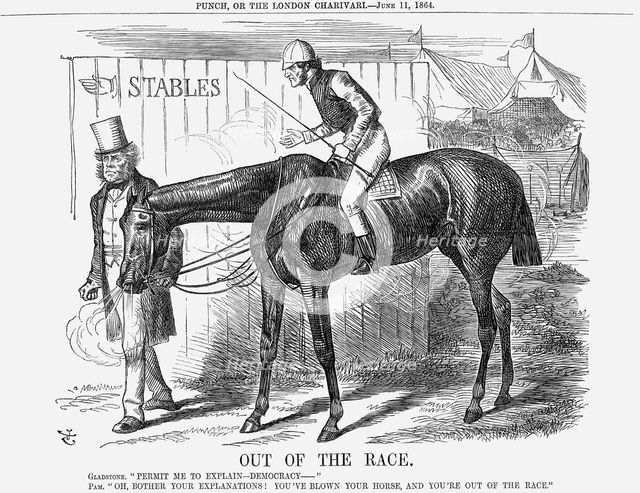 'Out of The Race', 1864. Creator: John Tenniel.