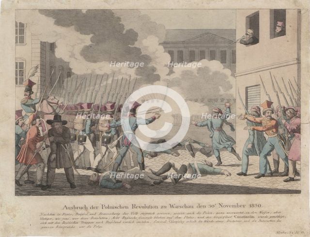 Outbreak of the Polish Revolution in Warsaw on November 1830. Artist: Wunder, Georg Benedikt (1786-1858)