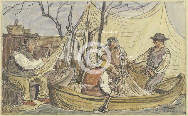 Outgoing fishermen, 1898. Creator: Fritz Boehle.