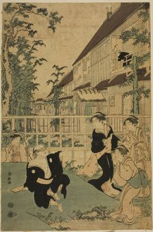 Outdoor Amusements at the Kankanro Teahouse in Yoshiwara, c. 1794. Creator: Torii Kiyonaga