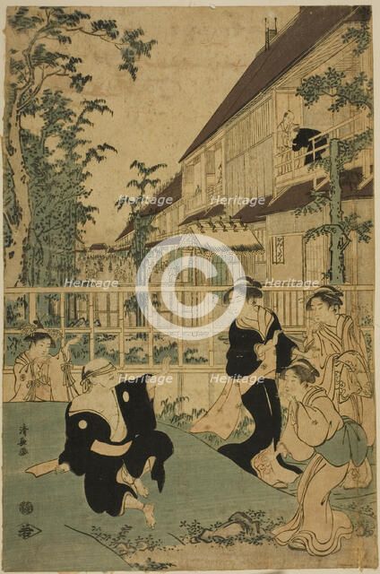 Outdoor Amusements at the Kankanro Teahouse in Yoshiwara, c. 1794. Creator: Torii Kiyonaga.