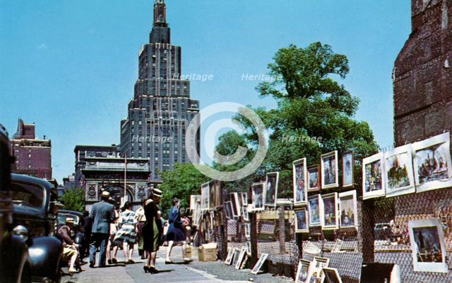 Outdoor art exhibition, New York City, New York, USA, 1956. Artist: Unknown