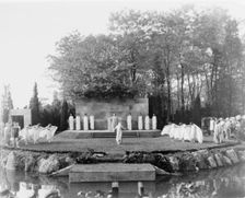 Outdoor dance performance with dancers in classical drapery, possibly in Long Island, c1900 - 1915. Creator: Frances Benjamin Johnston