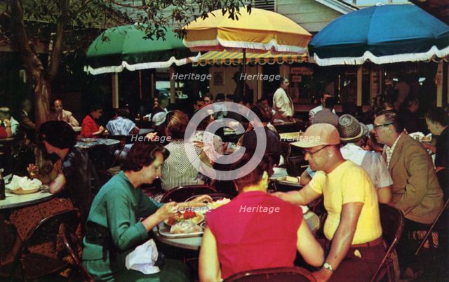 Outdoor dining, 'original' farmers' market, Hollywood, California, USA, 1955. Artist: Unknown