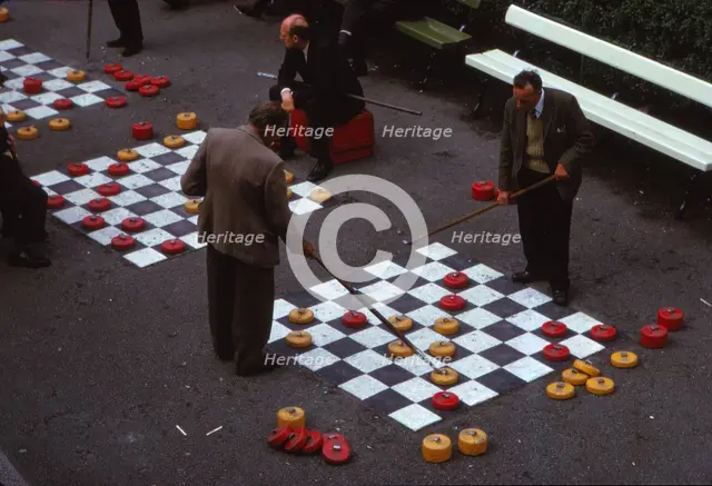 Outdoor Game of Draughts in Union Terrace Gardens in City Centre, Aberdeen, Scotland, c1960s. Artist: CM Dixon.