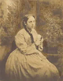 Outdoor portrait of a young lady, probably Cécile Devéria, 1854. Creators: Achille Deveria, Théodule Deveria, Octave Benoist