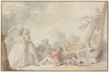 Outdoor society, mid-late 18th century. Creator: Nicolas Lavreince