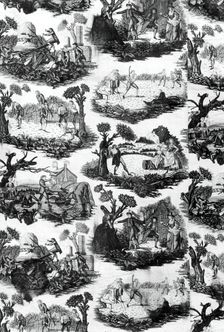Outdoor Sports and Pastimes (Furnishing Fabric), England, c. 1790. Creator: Joseph Ware