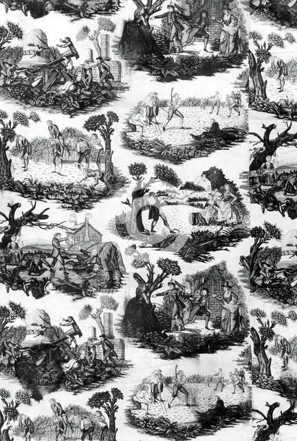 Outdoor Sports and Pastimes (Furnishing Fabric), England, c. 1790. Creator: Joseph Ware.