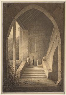 Outer Staircase of a Gothic Ruin (Treppenaufgang einer gotischen Ruine), 1830. Creator: Domenico Quaglio (German, 1787-1837)