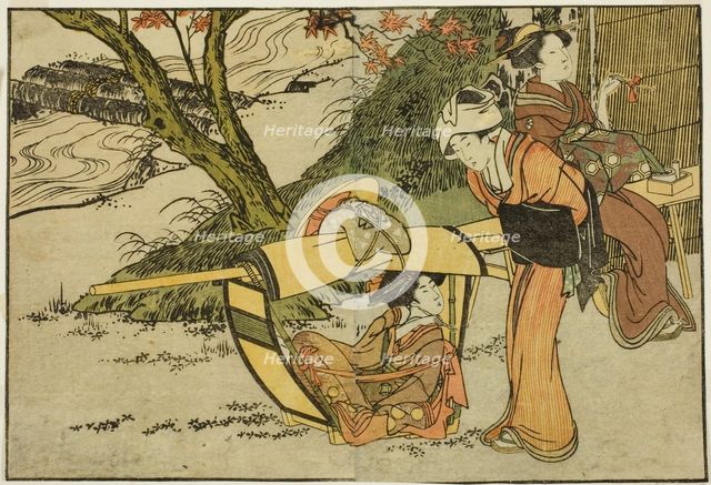 Outing to View Maples in Autumn, from the illustrated book "Picture Book: Flowers of the F..., 1801. Creator: Kitagawa Utamaro.