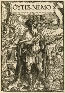 OUTIS NEMO, 1518. Creators: Hans Weiditz, Ulrich von Hutten