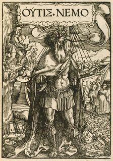 OUTIS NEMO, 1518. Creators: Hans Weiditz, Ulrich von Hutten