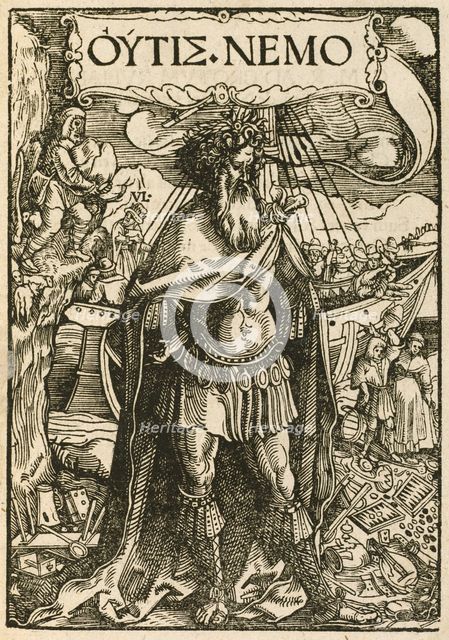 OUTIS NEMO, 1518. Creators: Hans Weiditz, Ulrich von Hutten.