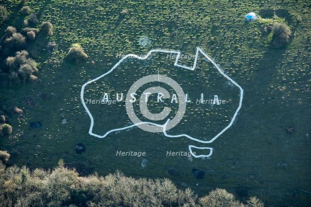 Outline chalk map of Australia, Wiltshire, 2019. Creator: Damian Grady.