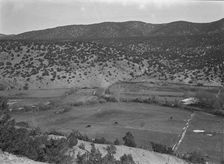 Outlying fields of Mexican village in the hills of the Tewa Basin, New Mexico, 1935. Creator: Dorothea Lange
