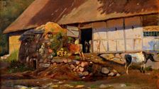 Outside the cowshed, 1847. Creator: Johan Thomas Lundbye
