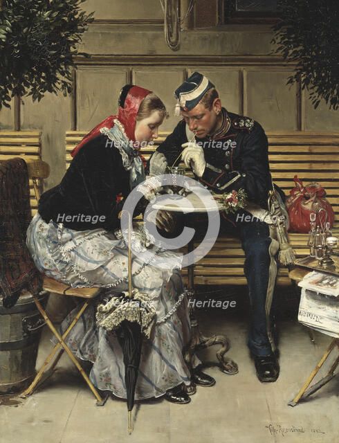 Outside the Café A Porta, Copenhagen, 1882. Creator: Vilhelm Rosenstand.