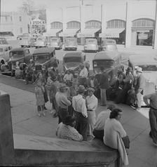 Outside the Labor Temple, during the cotton strike, Bakersfield, California, 1938. Creator: Dorothea Lange