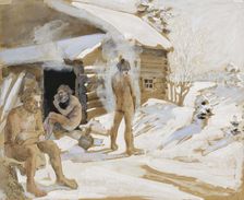 Outside the Sauna, 1891. Creator: Akseli Gallen-Kallela