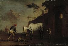 Outside the stable, 1717-1767. Creator: Norbert Grund