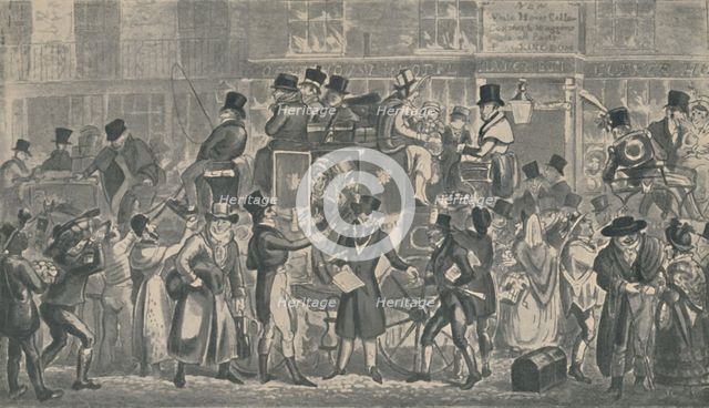 'Outside 'White Horse Cellar', Piccadilly, 1821', (1920). Artists: Isaac Robert Cruikshank, George Cruikshank.