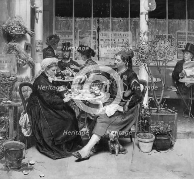 Outside a brasserie in Paris, 1881. Creator: Vilhelm Rosenstand.