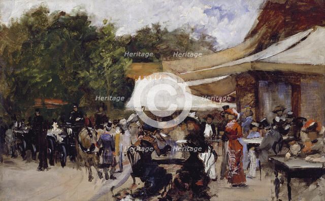 Outside a Restaurant in the Bois de Boulogne. Study, late 19th century. Creator: Hugo Birger.