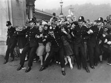 Outside Buckingham Palace when the Beatles received their MBEs, London, 26 October 1965
