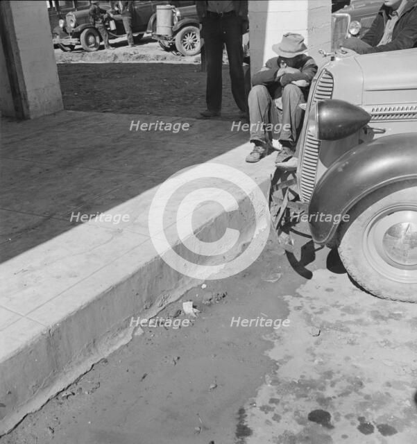 Outside FSA grant office during the pea harvest, Calipatria, California, 1939. Creator: Dorothea Lange.