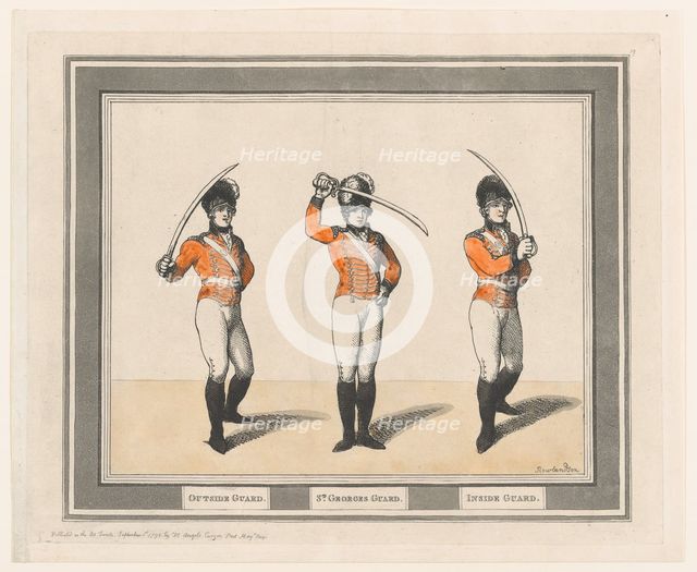 Outside Guard, St. Georges Guard, Inside Guard, September 1, 1798., September 1, 1798. Creator: Thomas Rowlandson.