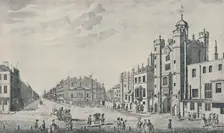 Outside St. James's Palace, Pall Mall 1740-1760, (1920). Artist: Thomas Bowles