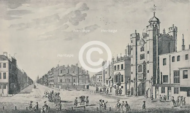 'Outside St. James's Palace, Pall Mall', 1740-1760, (1920). Artist: Thomas Bowles.