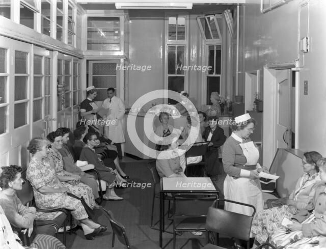 Outpatients awaiting treatement at the Montague Hospital, Mexborough, South Yorkshire, 1959. Artist: Michael Walters