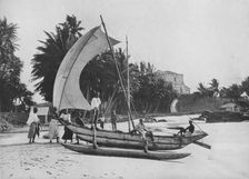 Outrigger Fishing Canoe at Mount Lavinia Sea Shore c1890, (1910). Artist: Alfred William Amandus Plate