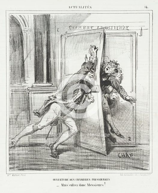Ouverture des chambres Prussiennes -Mais entrez donc Messieurs!, 1866. Creator: Cham.