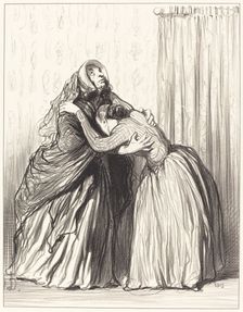Oui, ma chère, mon mari a ravalé ma dignité de femme..., 1849. Creator: Honore Daumier