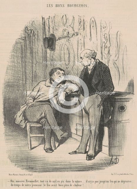Oui, Mossieu Fremouillet, tout va de mal en pis ..., 19th century. Creator: Honore Daumier.
