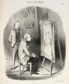 Oui c'est bien feu ma femme!...seulement je trouve que vous l'avez trop flattée!..., 1847. Creator: Honore Daumier