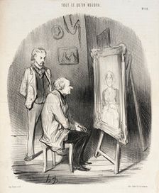 Oui c'est bien feu ma femme!...seulement je trouve que vous l'avez trop flattée!..., 1847. Creator: Honore Daumier