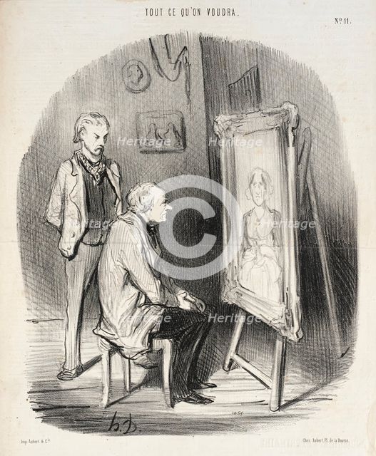 Oui c'est bien feu ma femme!...seulement je trouve que vous l'avez trop flattée!..., 1847. Creator: Honore Daumier.