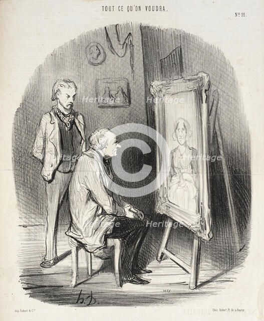 Oui c'est bien feu ma femme!...seulement je trouve que vous l'avez trop flattée!..., 1847. Creator: Honore Daumier.